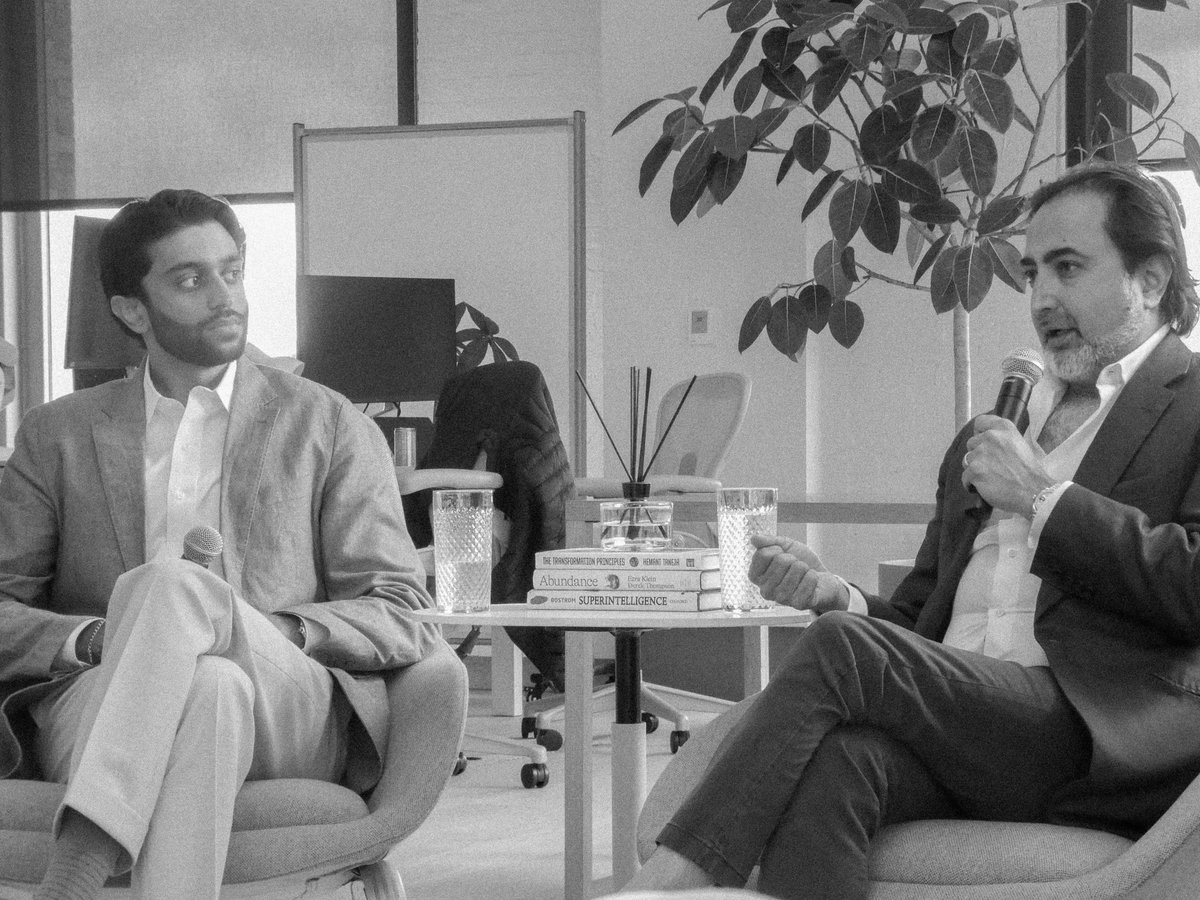 percepta's tweet photo. Last week, @htaneja joined @hirshjain at our office for a fireside chat on the state of AI and venture.

Hemant talked about the moment ChatGPT launched. It was the first time a single technology had every CEO, in every industry, in every country, grappling to figure out what to do with it.

For General Catalyst, that came with a recognition: the world was going to be transformed, and the real question was what role to play in that transformation. 

The principle of "inclusive prosperity," where you empower everyone to do the transforming themselves, ties closely to Percepta's mission.

That's why we started with healthcare, government, and financial services: the categories that actually touch people's lives. And Hemant's bet, one we share, is that as software gets democratized, relationships become the advantage that's left standing.
