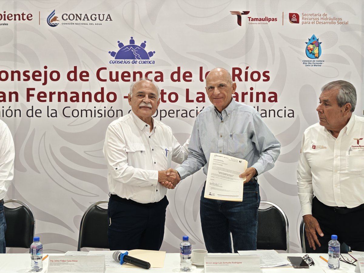 ConaguaOCGNte's tweet photo. La #Conagua, en coordinación con el Gobierno del Estado de Tamaulipas, realizó el nombramiento oficial del Dr. Jorge Luis Zertuche Rodríguez como presidente del Consejo de Cuenca de los Ríos San Fernando–Soto la Marina.

Con este nombramiento se fortalece el trabajo conjunto para impulsar la gestión responsable y sustentable del agua en beneficio de las comunidades de la región.