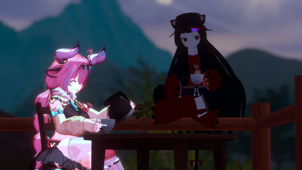 _Curse_Universe's tweet photo. They are here!!  Let's have some coffee together, my friend. 

I'm glad he could make it. 🌻

#vrc #vrchat #VRChatPhotography #vrcphoto #VRChat_World https://t.co/OLpMn4FSJV