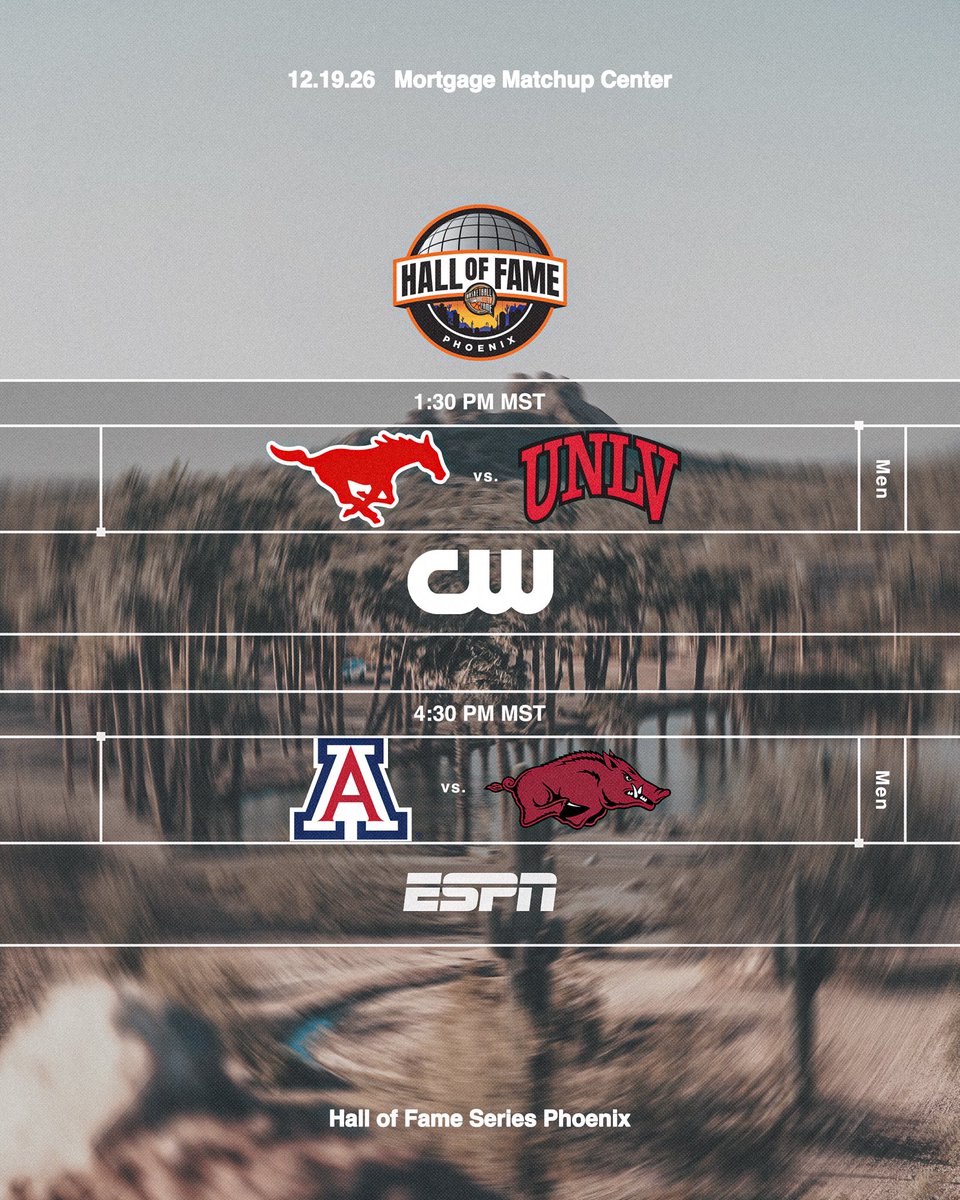 hofseries's tweet photo. @BCMBB @UMassMBB @UConnMBB @umichbball @hoophallu @tdgarden @StJohnsBBall @ArizonaMBB @TheGarden @GatorsMBK @GTMBB @VCU_Hoops @FAUMBB @Cuse_MBB @PCFriarsmbb The schedule is set. 📺🏀 (6/6)

HOF Series Phoenix 
🏀 @SMUBasketball vs @TheRunninRebels 
🏀 @ArizonaMBB vs @RazorbackMBB 

#HOFSeries | #HoophallU https://t.co/Jsfe6mTMXx