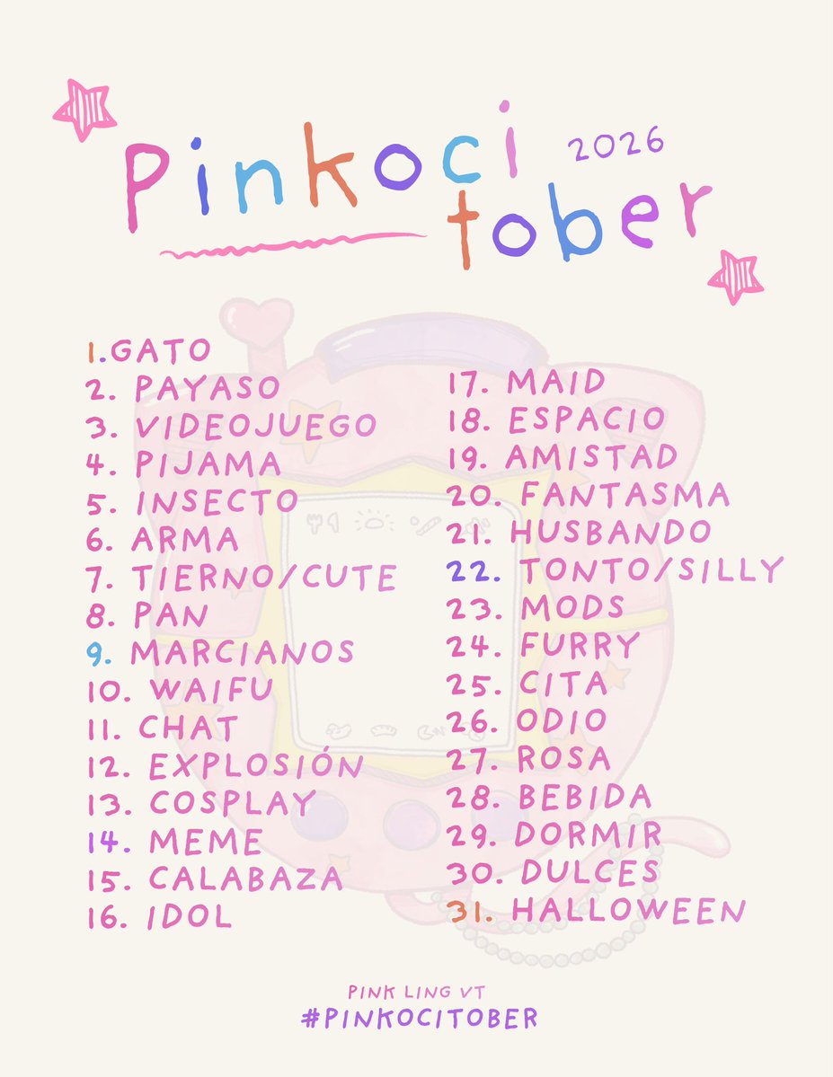 PinkLingVT's tweet photo. 🎀 Hice mi propio Inktober
➜ EL PINKOCITOBER ! !

Por todo el mes de Octubre sigue la temática del día con un dibujo, edit, meme o cualquier cosa artística que te guste. El fin de esto es ser creativo 🎨

No olvides subirlo poniendo el día, la temática y el #pinkocitober 💫 ˎˊ˗ https://t.co/0i8WDmjHhm