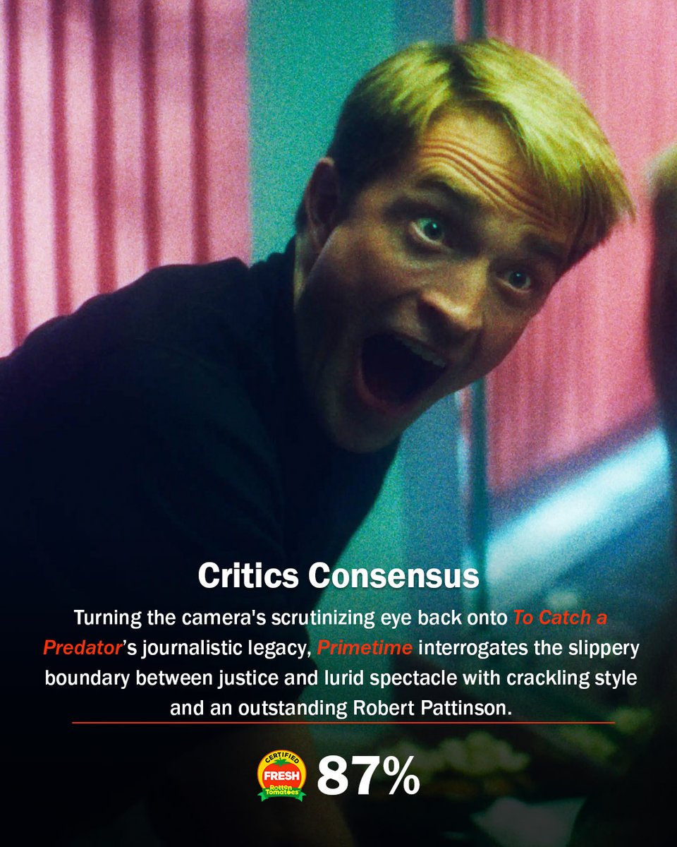 RottenTomatoes's tweet photo. #Primetime is Certified Fresh at 87% on the Tomatometer, with 202 reviews: https://t.co/M15cHPH3Op https://t.co/YZtC5WcaZy
