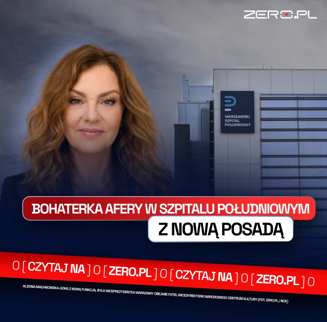 OficjalneZero's tweet photo. Potrzeba było dwóch miesięcy, by zdymisjonowana bohaterka afery w Szpitalu Południowym, wiceprezydent Warszawy Aldona Machnowska-Góra dostała nowe stanowisko w państwowej instytucji‼️

Ma zostać wicedyrektorką Narodowego Centrum Kultury. Powrót na publiczną posadę już wywołuje polityczną burzę.

🖋️@kasjan_owsianko, @portalzeropl