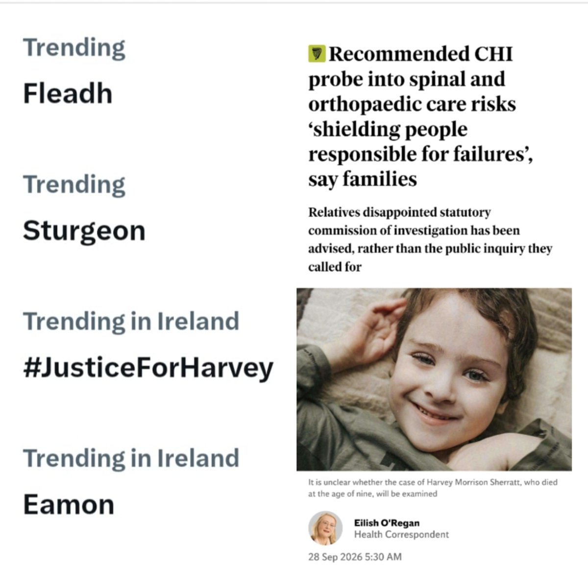 caulmick's tweet photo. Keep it trending, Harvey [RIP] deserved better. All the children deserve better. 

People need to be held to account for the failures at Children's Health Ireland. 

#JusticeforHarvey #CHI #BackUs #PublicInquiryCHI https://t.co/Vo8cuOVuW4