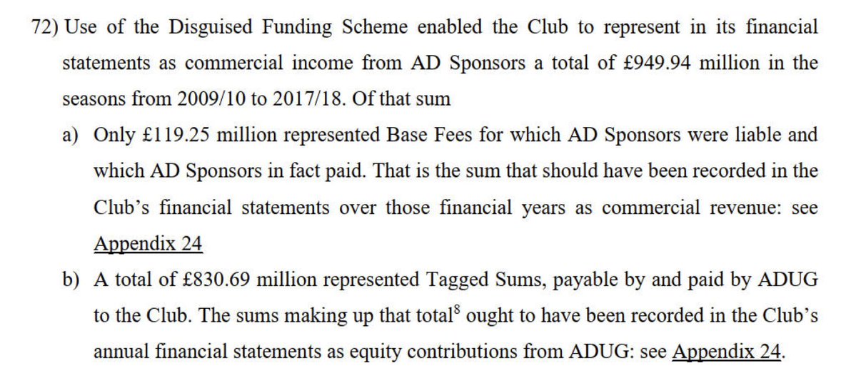 Ben_Wray1989's tweet photo. Just looking at some of the details of this scam: sponsors paid £119.5 million, whereas sponsorship income was reported as £949.94 million. The gap - £830.96 million - was covered by the owner of the club.   

That's a pretty big scam... https://t.co/nh4fZr3U63