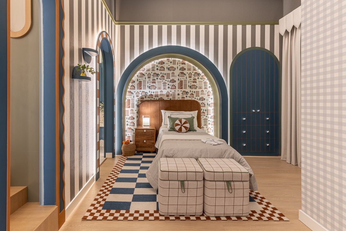 CASACORPERU's tweet photo. Bajo el concepto Joyful, Cinthya Arana crea un espacio de colores, formas divertidas y materiales agradables que apuesta por la felicidad y el bienestar como eje del diseño interior. #CASACORPerú2026 #CASACORPerú #Arquitectura #Diseño https://t.co/hlhOdzyaKb