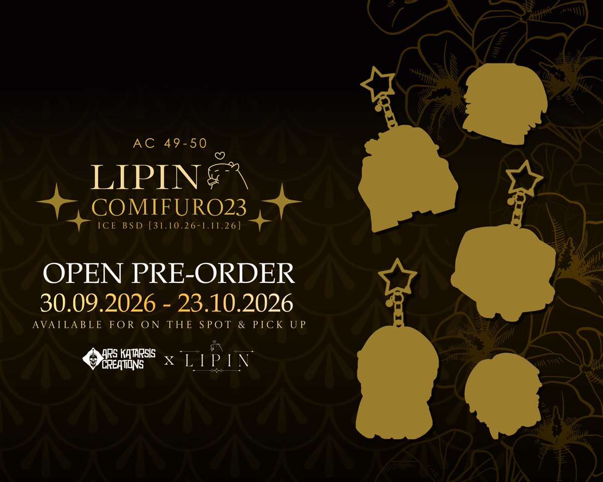 LipinVA's tweet photo. PRE-ORDER MERCHANDISE LIPIN COMIFURO 23

PENGUMUMAN!!! Para rakyat berbahagia, kami persembahkan merchandise Lipin yang sangat plenger dan di luar nalar ini.

🗓️: 30 September - 23 Oktober 2026
📌: 
https://t.co/T2tqgpBfTc https://t.co/4Ip9Wl9nBV