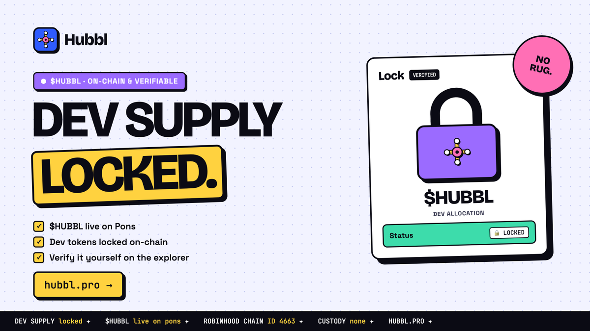 HUBBLPRO's tweet photo. Dev bag locked for a year 

22.3M $HUBBL on pinksale. unlocks sept 2027

Verify: https://t.co/GoF2XI7cXh

https://t.co/8lwiZ3N4HG https://t.co/66mGsQuk2Q