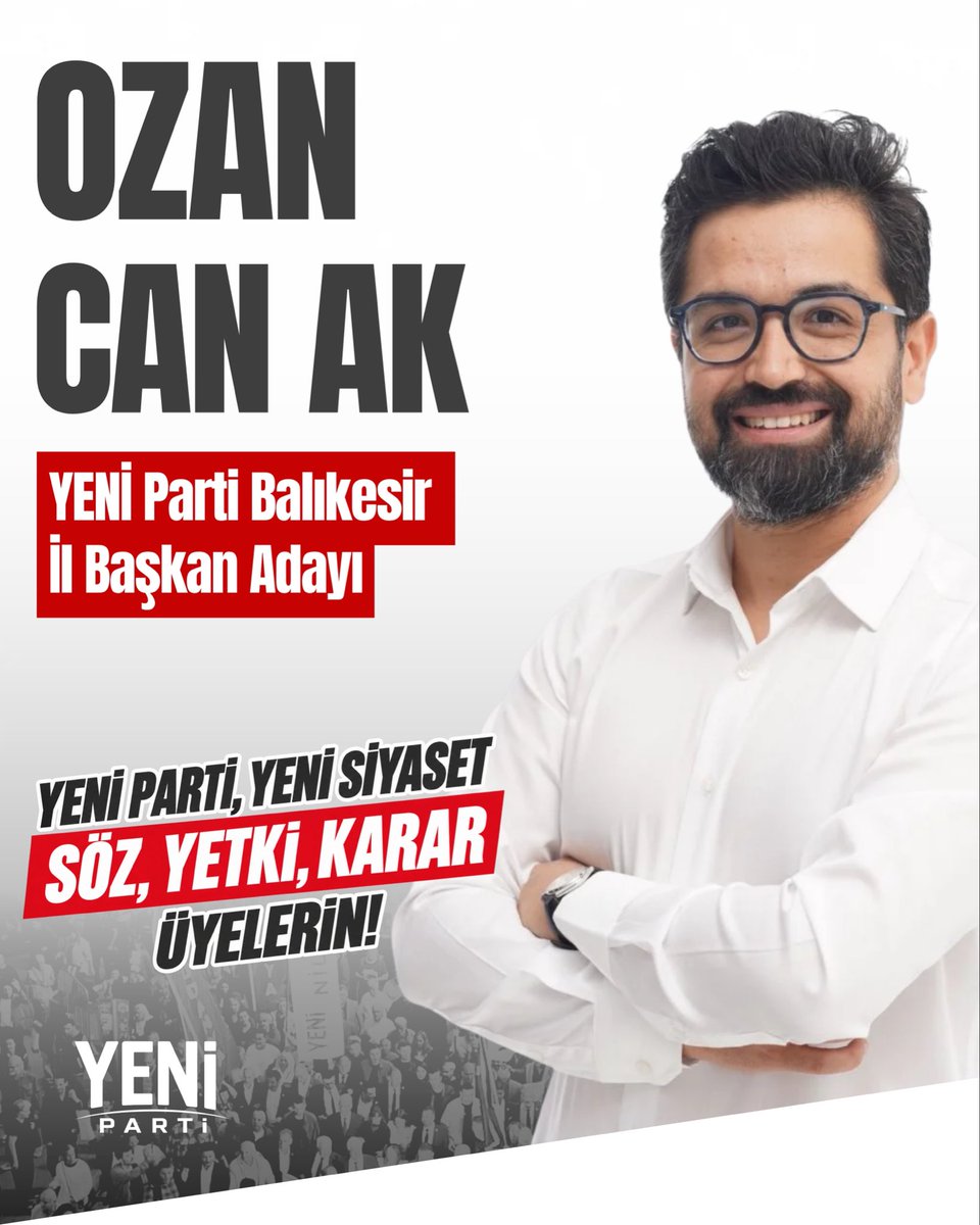 ozancanak's tweet photo. Yeni Parti’mizin getirdiği dinamizmi Balıkesir’de büyütmek adına Partimizin İl Başkanlığına adayım.

Balıkesir için, Yeni Parti için, yeni bir siyaset için ilk adımı atıyor,
Söz, Yetki, Kararın üyelerimizde olduğu yeni bir siyaset kültürünü birlikte inşa ediyoruz.

Desteklerinizle güçleneceğiz.

@yenipartiyiz 
@eczozgurozel
