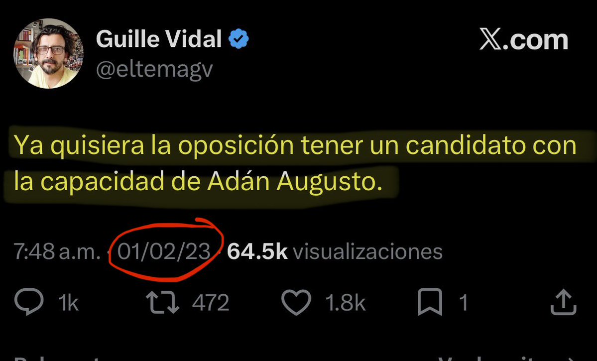 luis_gj's tweet photo. Oye, hijo único @eltemagv 

Dices que una de las cosas que “no gustan” de Andrea Chávez es su cercanía con Adán Augusto.

Qué curioso:

2022: “Adán Augusto es un crack”.
2023: “Ya quisiera la oposición tener un candidato con su capacidad”.

Entonces, Guille, ¿qué cambió? ¿Ya te preocupan los señalamientos alrededor de La Barredora y Hernán Bermúdez?

Porque hace nada esa cercanía era con “un crack”. Ahora resulta que es un defecto de Andrea. 

Decídete, campeón. 😂😂😂