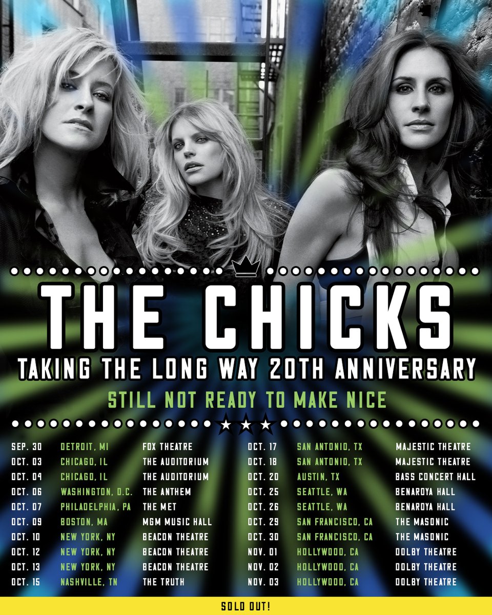 thechicks's tweet photo. This will be a tour like no other we've ever done! Playing the full album, lots of memories and no opener so show up on time! xo https://t.co/LgMTR7zcFf