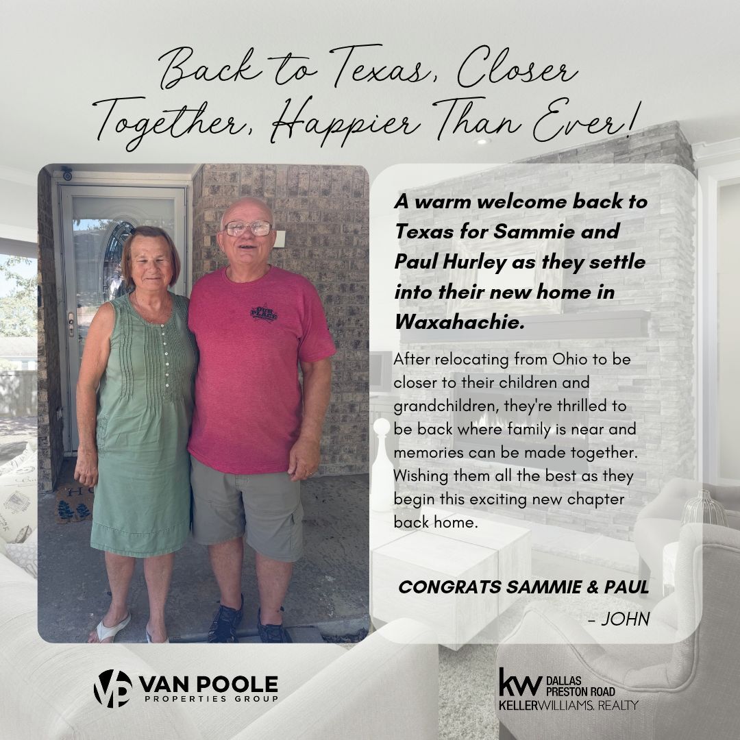 vpproperties's tweet photo. π‘β¨ Welcome Back Home! Sammie and Paul are officially back in Texas & closer to their grandchildren!
Visit our website https://t.co/2D1pksfKQ6 or call us at 214-267-9222 today! #VanPooleProperties #ExceptionalService #HappyClients #HomeSelling #HomeBuying https://t.co/EiqbE7uBLN