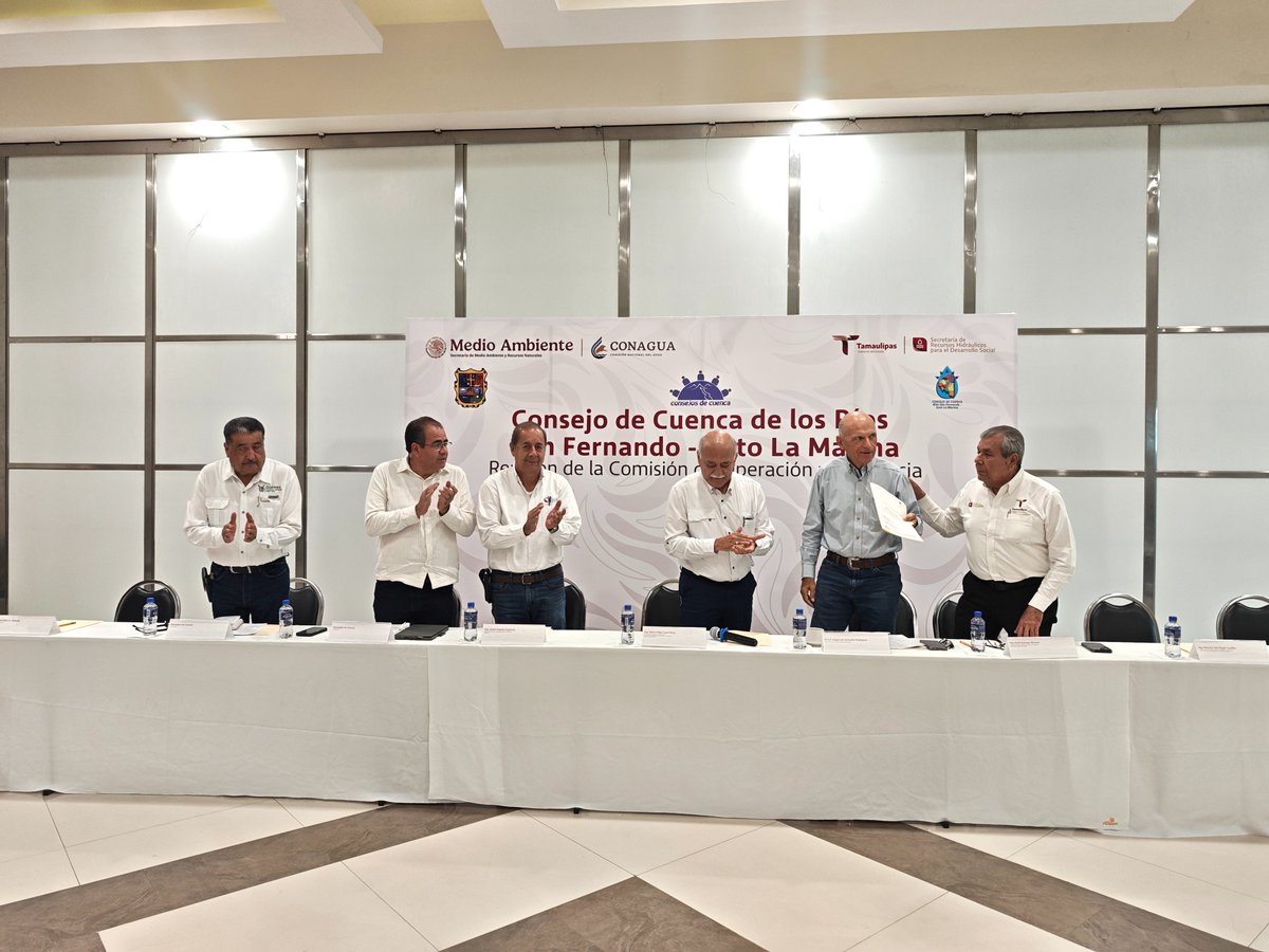 ConaguaOCGNte's tweet photo. La #Conagua, en coordinación con el Gobierno del Estado de Tamaulipas, realizó el nombramiento oficial del Dr. Jorge Luis Zertuche Rodríguez como presidente del Consejo de Cuenca de los Ríos San Fernando–Soto la Marina.

Con este nombramiento se fortalece el trabajo conjunto para impulsar la gestión responsable y sustentable del agua en beneficio de las comunidades de la región.