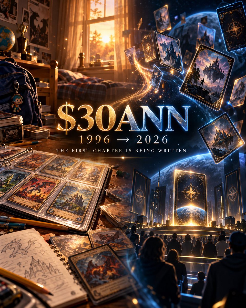 30ANNToken's tweet photo. Most projects start with numbers.

This one started with a memory. 🃏

1996 → 2026.

30 years of collecting.
30 years of opening packs, chasing the impossible pull, trading with friends, and keeping pieces of childhood we never really forgot.

Now we’re building something new around that feeling.

$30ANN is still at the beginning.

And that’s exactly what makes this moment special.

We’re early enough that every meme, every reply, every new community member and every idea can still shape what this becomes.

No pretending we’re already huge.
No fake milestones.

Just a story, a community, and the ambition to build something people will remember.

The first chapter is being written right now. ⚡

Who’s here early? 👀

#30ANN #CryptoCommunity #Collectibles #Nostalgia