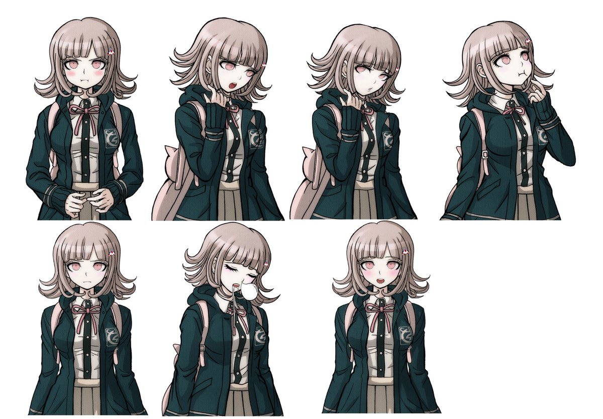 aureliaafades's tweet photo. All of the Chiaki sprites we haven’t seen yet in 2x2 https://t.co/2khAjsnpQq