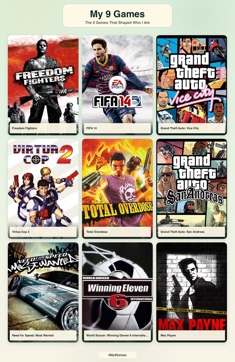 lifeofkev_'s tweet photo. 9 games that shaped me https://t.co/GB0sr8aeqm