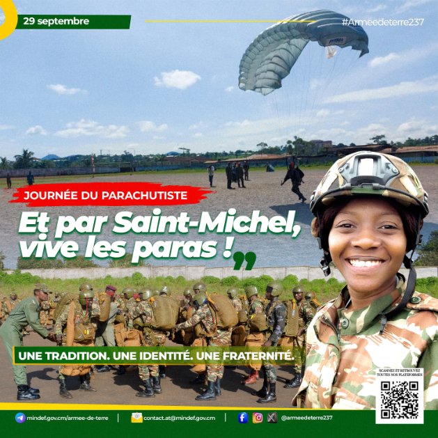 armeedeterre237's tweet photo. JOURNÉE DU PARACHUTISTE 🪂
Préparation, discipline, maîtrise et cohésion : derrière chaque saut, une exigence.
Aujourd’hui, l’EMAT met à l’honneur les femmes et les hommes qui servent dans cette spécialité.
Et par Saint-Michel, vive les paras !
#EMAT #BTAP #SaintMichel https://t.co/iDgt9CScpW