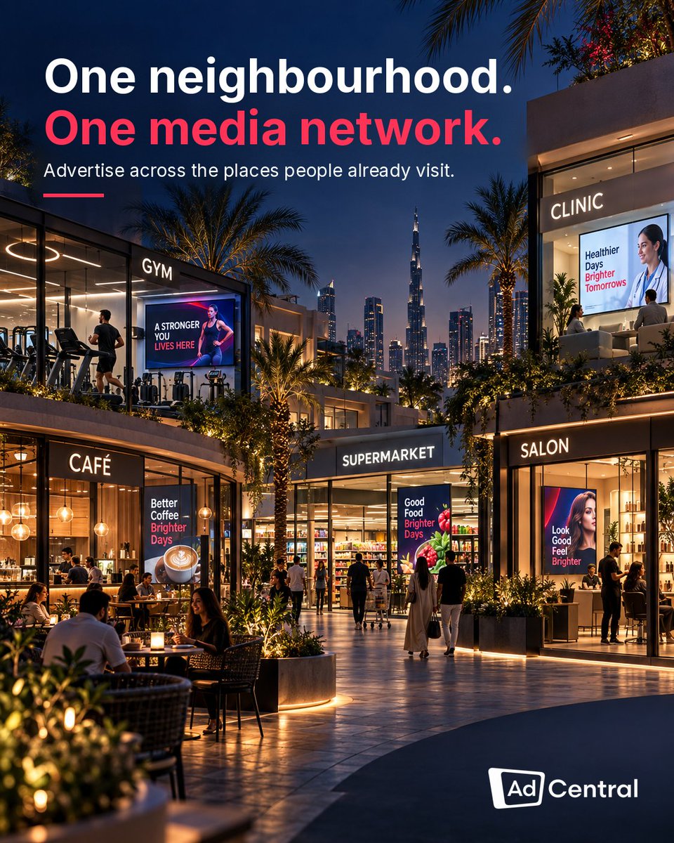 adcentralglobal's tweet photo. One campaign. Multiple everyday venues.
Reach customers across the places they already visit in the same neighbourhood.
Local advertising works better when the network is connected.
#DOOH #Advertising https://t.co/TTLqyZpnt5