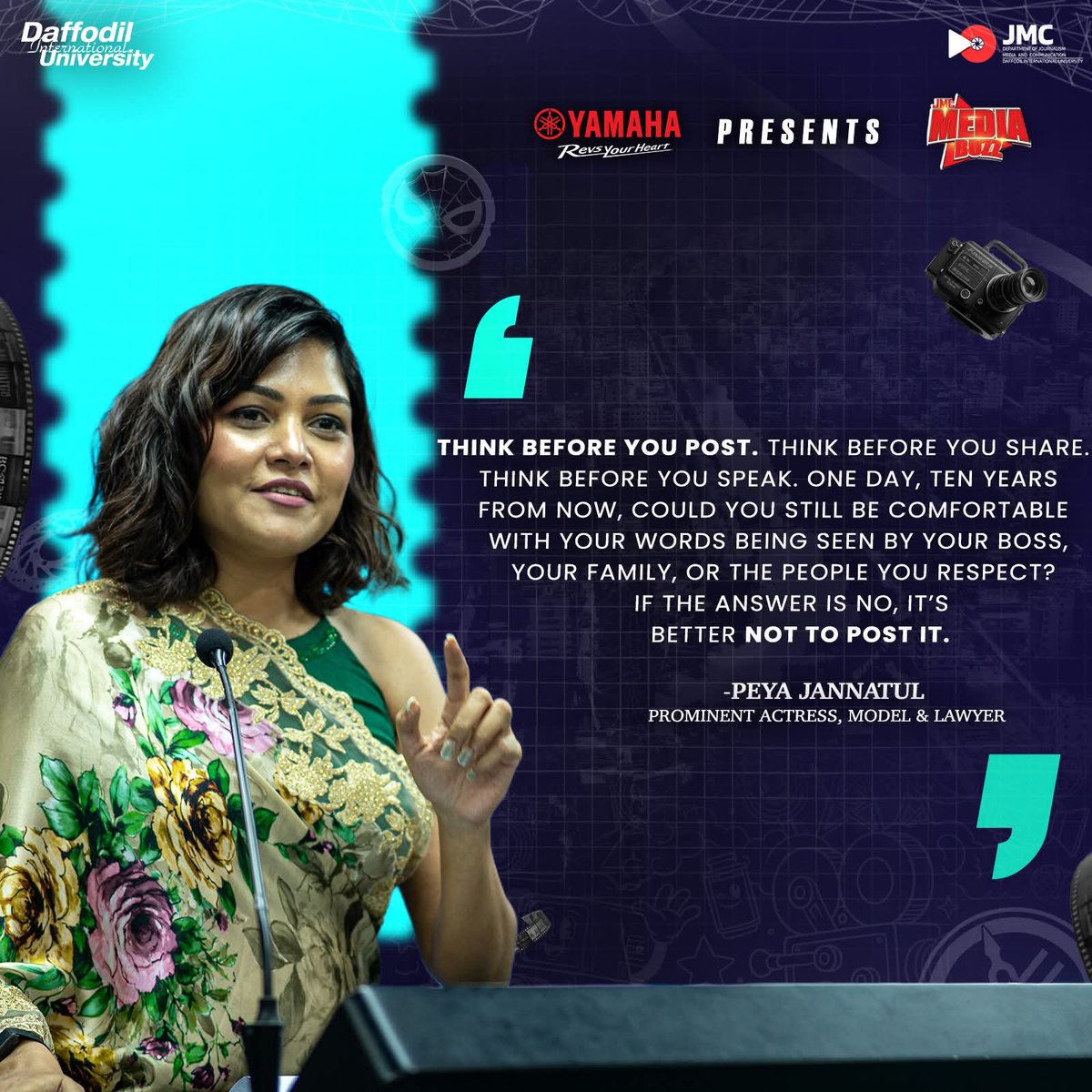SBOnAirBD's tweet photo. Think Before You Post:Peya Jannatul Shares Insights on Protecting Your Digital Footprint at JMC Media Buzz 2026 

@MoJoJamil #jmconlinemojo #PeyaJannatul #DigitalFootprint  #jmcmediabuzz https://t.co/APjyq1R3vn