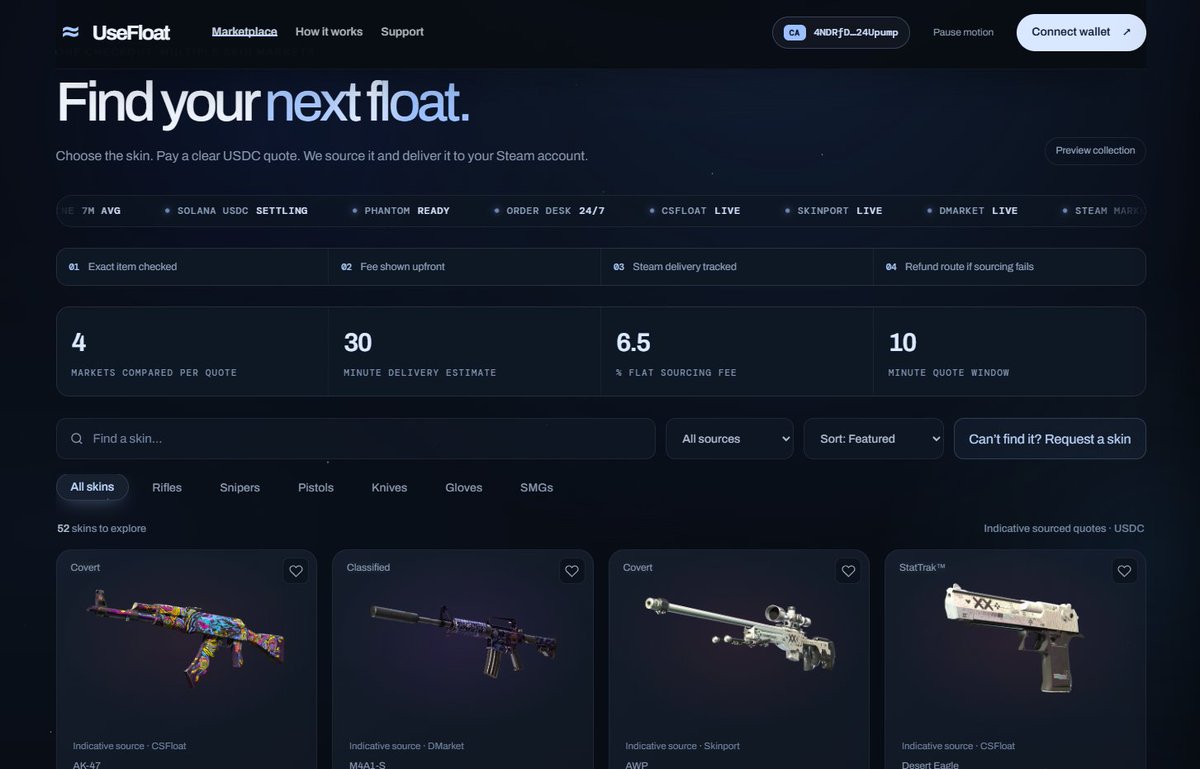skinfloat's tweet photo. CS2 skins are the next tokenized asset class and it's already live.

When Collector_Crypt pushed past $700M in tokenized collectibles, the message was simple: real assets with real demand are better on-chain. https://t.co/Xyjkv3Dw5E