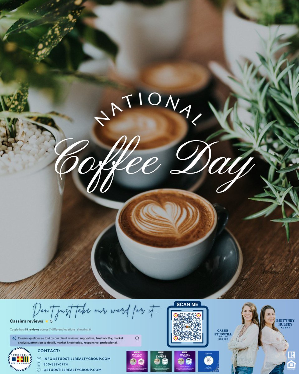 studstillrealty's tweet photo. Hot, iced, or a frozen delight, may your coffee fill your day with all things bright! 

Happy National Coffee Day!

#nationalcoffeeday #coffee #hot #iced #blended #caffeine #RealEstateExperts #RealEstate #HomesForSaleFlorida #FloridaRealEstate #LoveWhereYouLive #CoastalFlorida https://t.co/Ov5fI2T1Bp