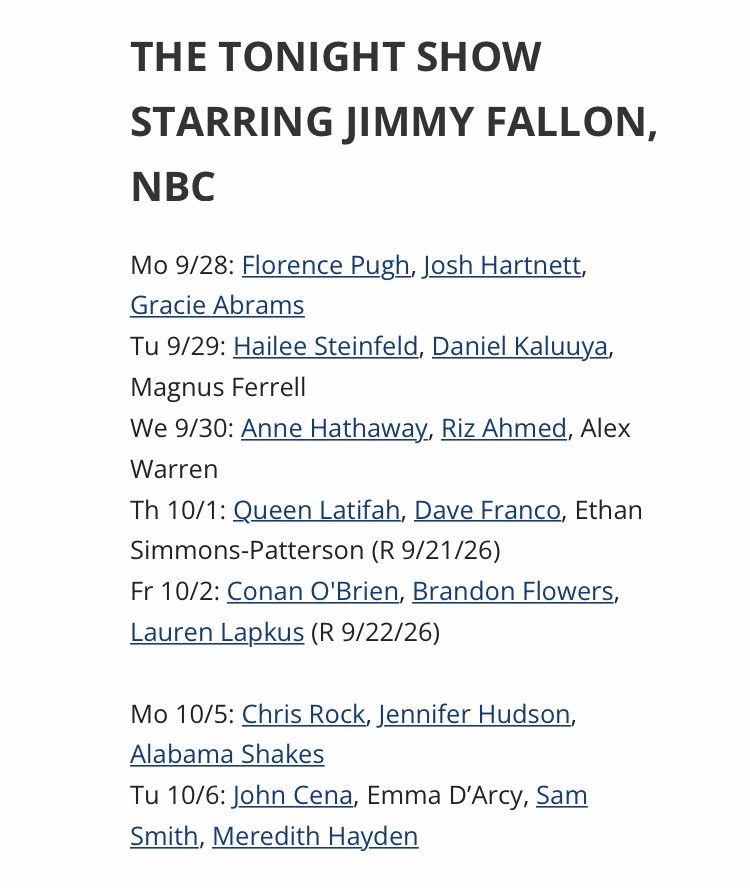starsdusks's tweet photo. Emma D’Arcy is scheduled to appear on ‘The Tonight Show Starring Jimmy Fallon.’ The episode will air Tuesday 6th October 2026.

Source: https://t.co/RINFzhi9hR https://t.co/2EvatvBRC7