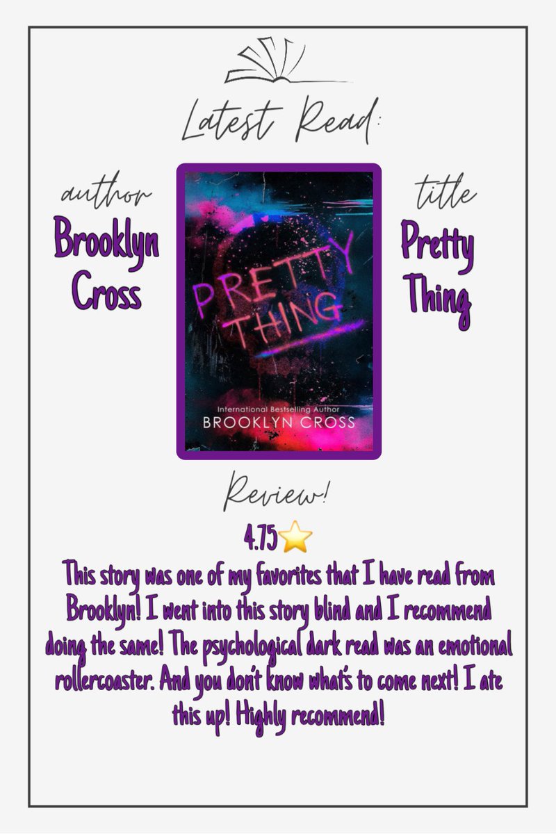 Alwaysdarkbooks's tweet photo. #alwaysdarkromance #prettything #brooklyncross #BookReview https://t.co/v802MqlXkT