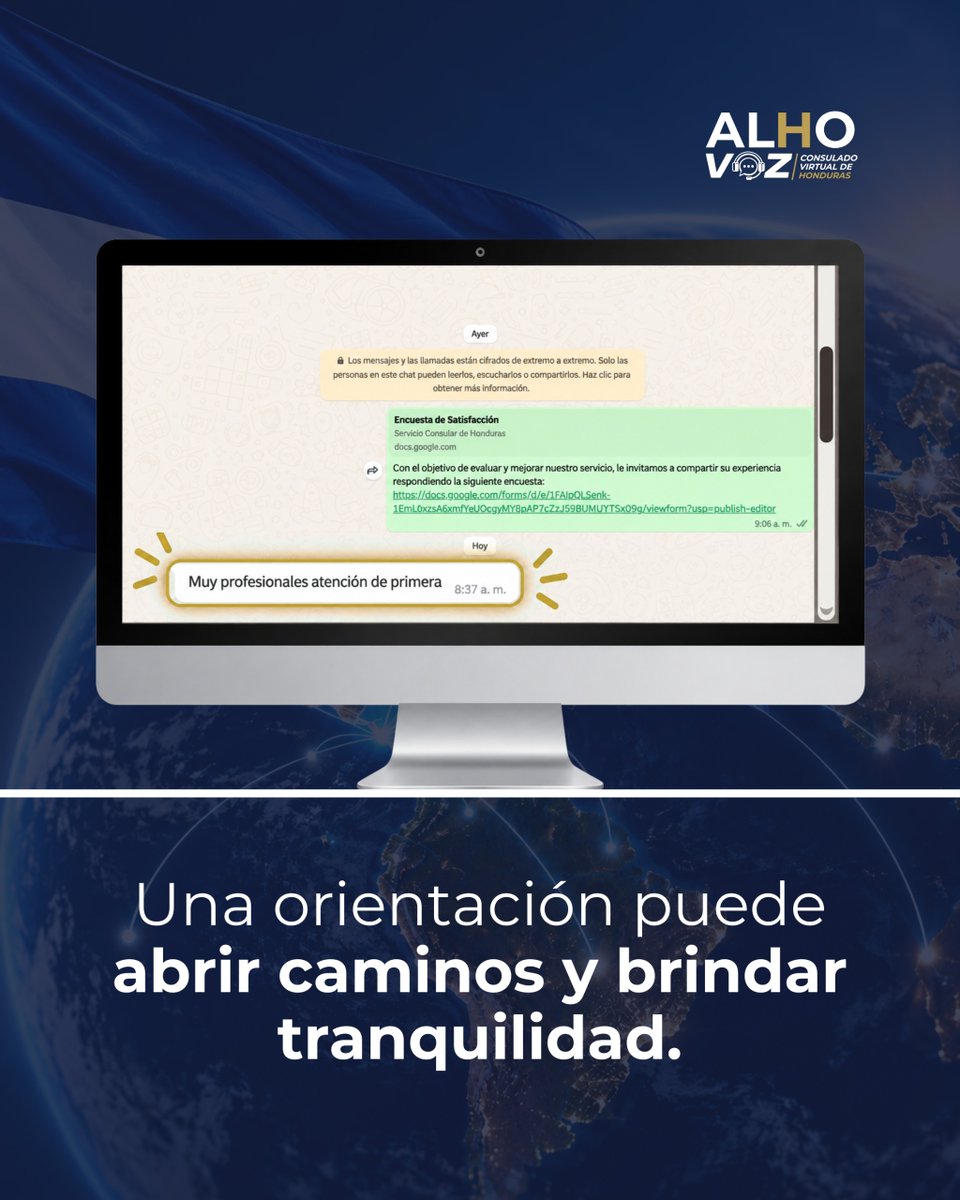 CancilleriaHN's tweet photo. La distancia no es un impedimento para brindar orientación y asistencia consular. A través de 𝐀𝐋𝐇𝐎 𝐕𝐎𝐙, 𝐓𝐮 𝐂𝐨𝐧𝐬𝐮𝐥𝐚𝐝𝐨 𝐕𝐢𝐫𝐭𝐮𝐚𝐥, trabajamos para escuchar, orientar y acompañar a los hondureños, donde quiera que se encuentren. 🤝 https://t.co/h1iQeyLsMI