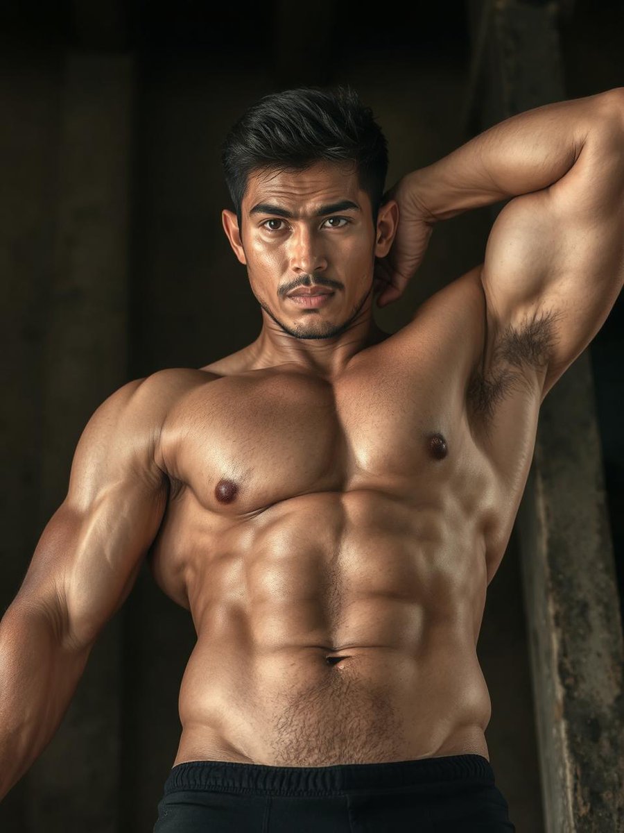 Uncle6_AI's tweet photo. Arm raised, flexed, and giving you plenty to look at.
#AsianMan #AsianModel #HandsomeMan #MalePhysique #ShirtlessMen #PortraitArt #AIArt #AIModel #DigitalArt https://t.co/kLjaYh0K65