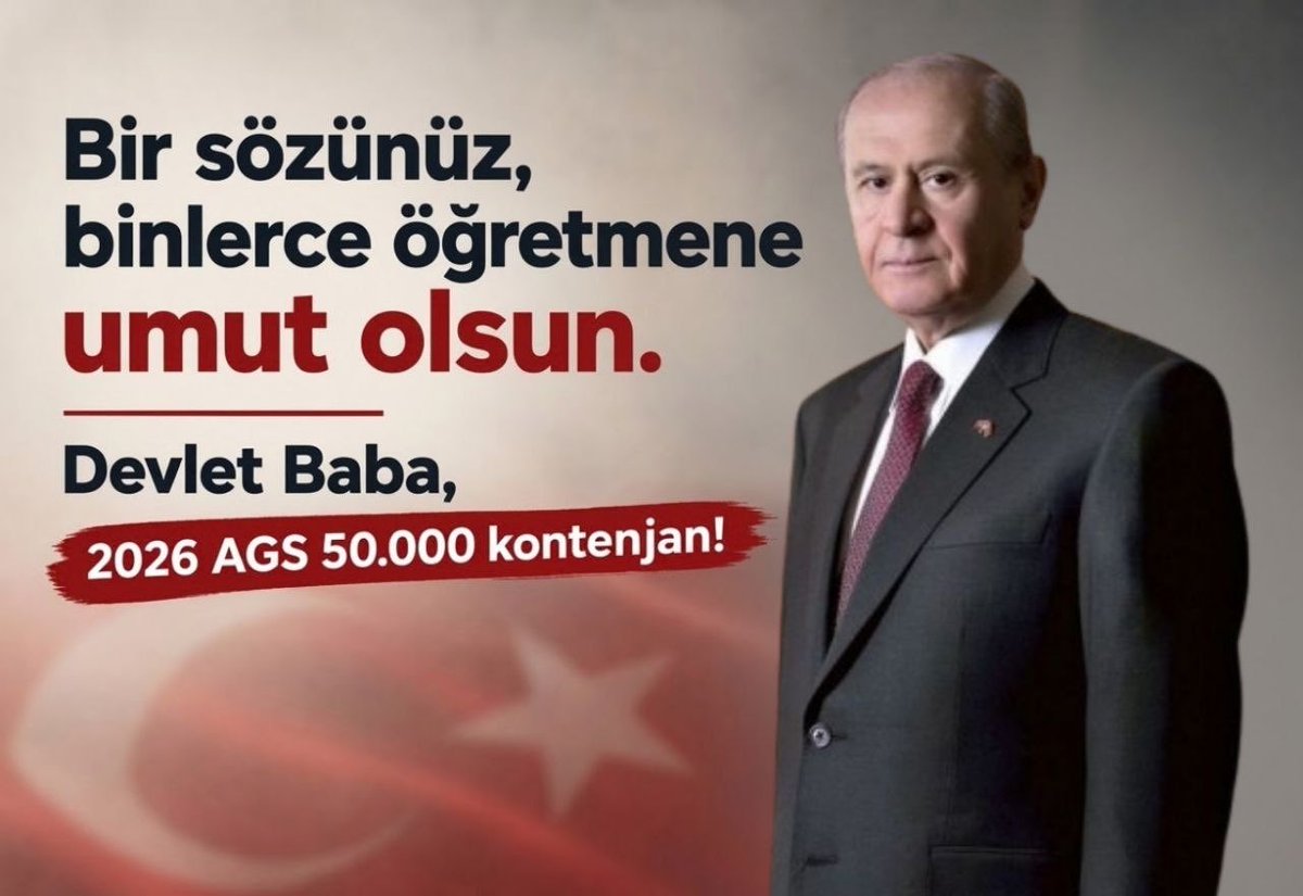 AysegulOzipek1's tweet photo. Masa başında dirsek çürüten genç öğretmenlerin sesine güç katacak olan Sayın Devlet Bey’in 2026 AGS ile adil branş dağılımı esaslı 50 bin kontenjan mücadelemizdeki desteği son derece kıymetlidir. @dbahceli @mhpistanbul @filizkilicresmi @ruhiersoy #AGS50BinDevletBeyle https://t.co/FiFVxDQ1WL