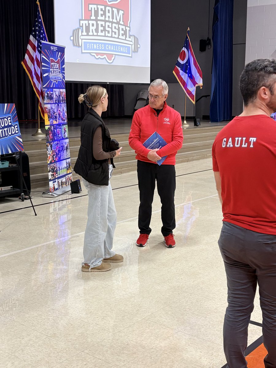 NU_Supt's tweet photo. Thank you @LtGovJimTressel and his team for visiting North Union! He stopped by NUE for the Tressel Challenge & toured NUHS to see our career tech programs! 🐾 #NUpride https://t.co/lU4BYf05nu