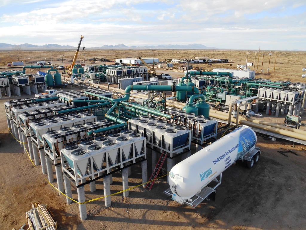 The pipes, tanks and other buildings and equipment that comprise a geothermal energy facility.