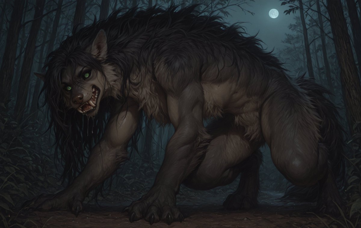 YeetTsavo's tweet photo. Approaching spooky season, so I figure there will be more werewolves from me 🐺🐺🐺

Some kids said she looked like "G'mork with two X-chromosomes". For a woman who is still sensitive about her lycanthropy, they only motivated her to act out the part. https://t.co/m8xEQDHa0P