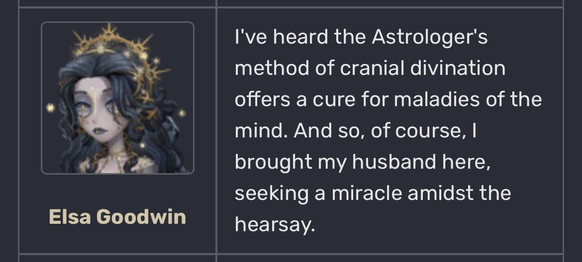 rispertaunt's tweet photo. cornplating the whole marriage thing again in specifics to the goodwins, i know that they’re minor characters but i still wish we had more information on elsa’s acquiring of the hospital and her marriage to issac

they share a last name and are canonically wed, implying that + https://t.co/geKdgTJATV