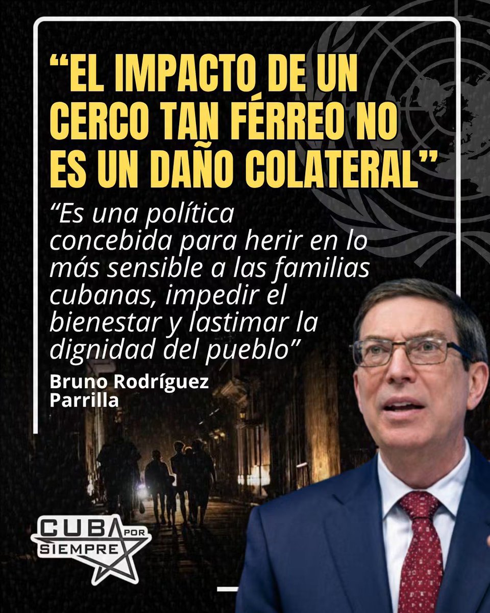 SaludGuantanamo's tweet photo. #CubaVsBloqueo/En su intervención ante la 81.ª sesión de la Asamblea General de la #ONU, el Canciller cubano Bruno Rodríguez Parrilla denunció la agresión multidimensional del gobierno de #EstadosUnidos contra la isla, que señaló no es "un daño colateral". https://t.co/nK0Hulx3B6