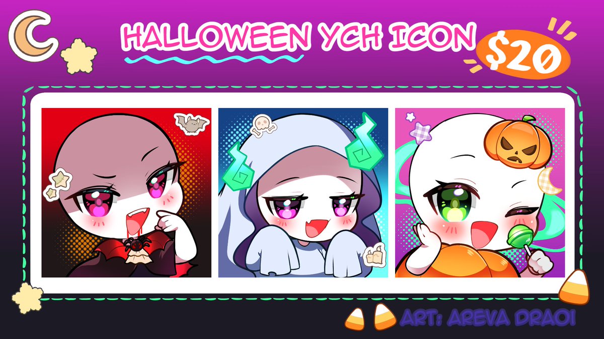 ArevaDraoi's tweet photo. 🎃✦HALLOWEEN GIVEAWAY✦🎃

To give back to the community in the holiday I adore the most, I bring to you Halloween YCH Icons 👻

You just need to:
✦Follow me 
✦ Like ♡ + RT ↺ this post ! 
✦ Comment which ver. of the YCH you want  

Ends on 10/15 so good luck to all of you! https://t.co/XVse3CFYZm