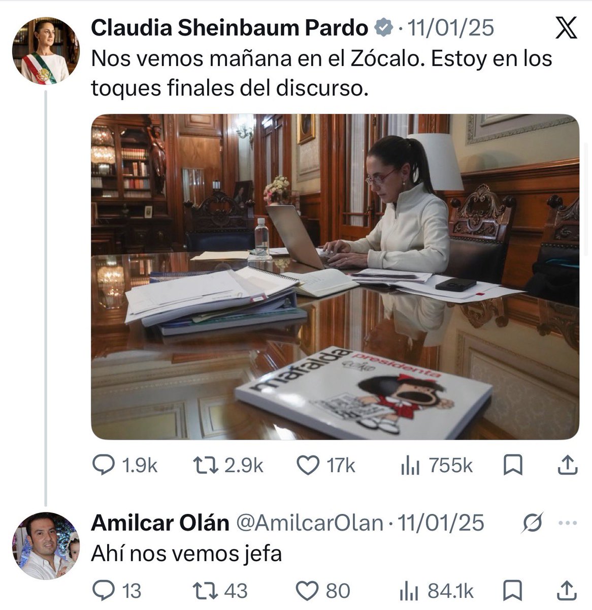 OSWALDORIOSM's tweet photo. ESTE TUIT ES ARTE.

@AmilcarOlan diciéndole “jefa” a @Claudiashein.

*Le voy a dar RT al brother de Andy para que vean que es real. https://t.co/rlARJ9mHJk