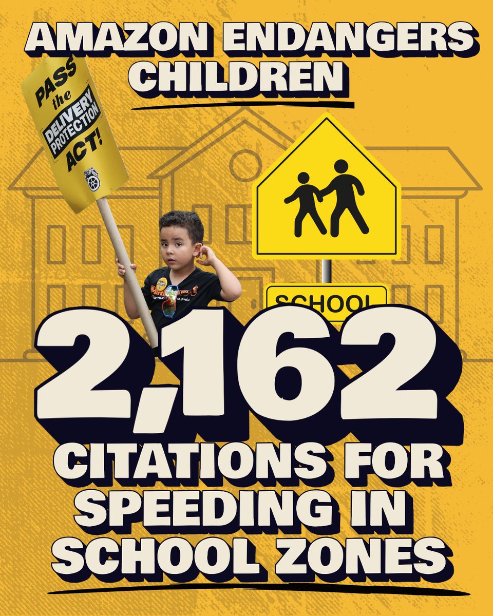 ALIGNny's tweet photo. Amazon delivers danger.

Amazon amassed over 14,000 safety violations since 2020, including thousands of citations for speeding in school zones, blocking fire hydrants, running red lights, and more.

▶️Check out the Amazon Delivers Danger Map: https://t.co/wxCuNsvzjd https://t.co/XvAZVdwNzr