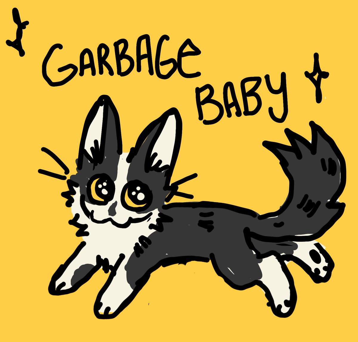 MinnowPuyo's tweet photo. roommates brother found a kitten in the garbage and suddenly i am adopting a cat 
i drew him https://t.co/ET9v1MC9ki