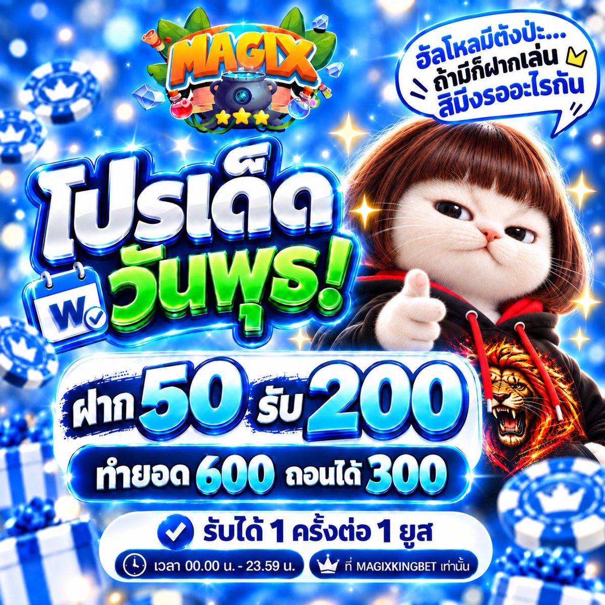 PoksmdxReturn's tweet photo. #MAGIXKINGBET 🔥 โปรเด็ดวันพุธ 🔥

💸 ฝากบิล 50 รับ 200
🎮 ทำยอด 600 ถอนได้ 300 (Slot &amp; ห้ามซื้อฟรี)

✅ รับได้เฉพาะวันพุธเท่านั้น

📲 ทางเข้า : https://t.co/iW2oVNXmtF

#โปรดีแนะนำ #เกมออนไลน์ #สล็อต𝙥𝙜 #เครดิตฟรี https://t.co/k6F5RG5Jim
