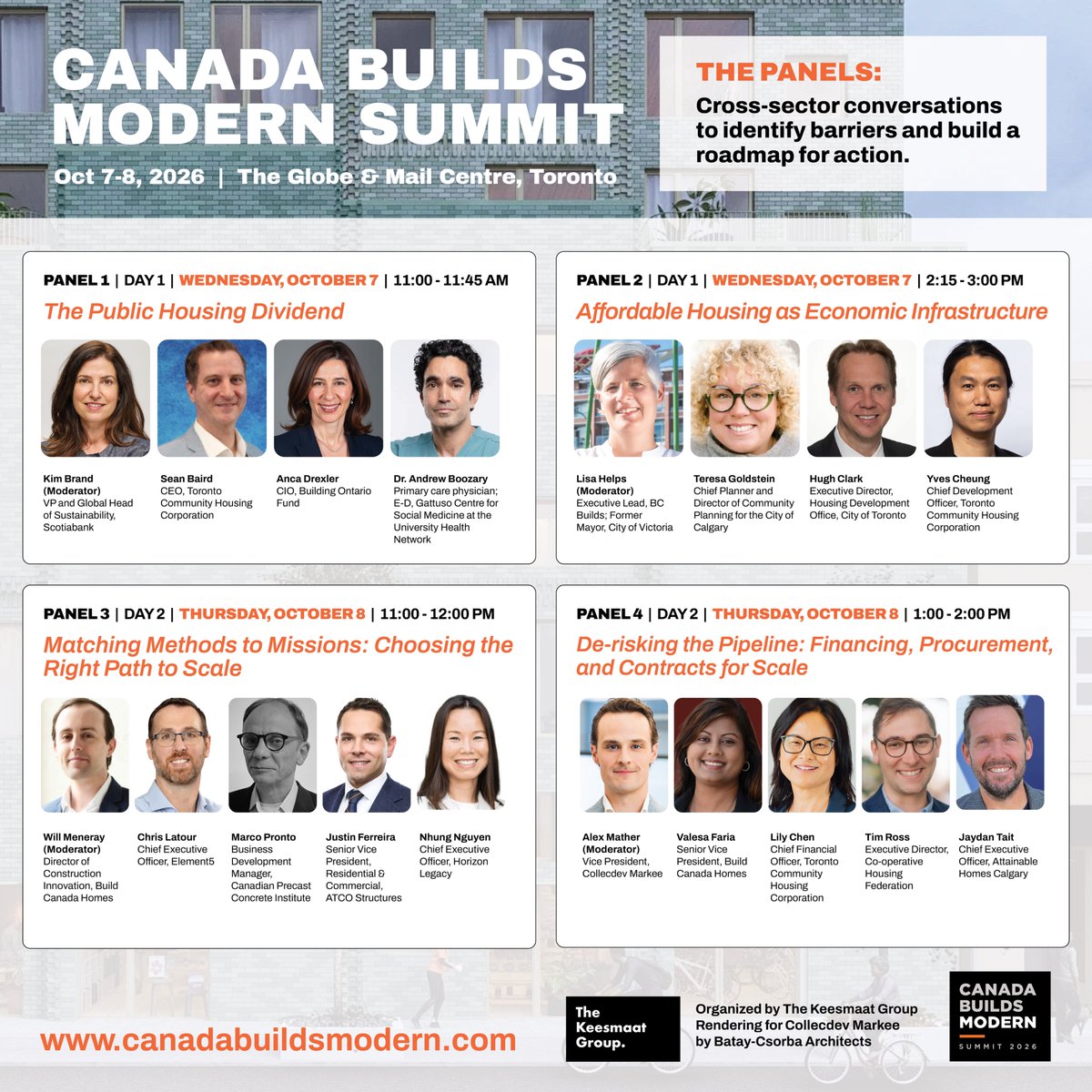 jen_keesmaat's tweet photo. What will it take to move more housing projects from ambition to construction?

Join us at Canada Builds Modern, October 7–8 at The Globe and Mail Centre, Toronto. Meet the people working on the financing, partnerships and construction methods to make it happen.

In the room: Build Canada Homes, Building Ontario Fund, Toronto’s Housing Development Office, BC Housing, Toronto Community Housing, and not-for-profit housing providers ready to build.

Bring your delivery challenges. Find people to help solve them.

New processes. New delivery models. Modern methods of construction.

If you develop, finance, approve or build housing, join us to help shape a roadmap for action—and the partnerships to put it to work.

Limited tickets left! Register now:

Register: https://t.co/fsAeE8UnJs