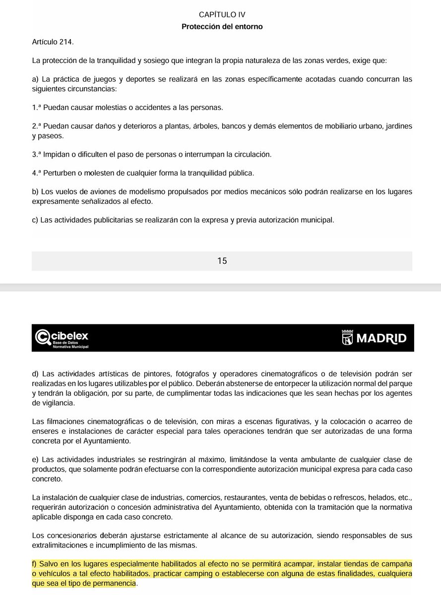 giraldeo's tweet photo. La competencia de la Policía Nacional es en seguridad, y no hay problema con eso. En ocupación del espacio público es... EL AYUNTAMIENTO DE MADRID.

Artículo 214.3.f de la Ordenanza General de Protección del Medio Ambiente Urbano. Si quieren desalojar, será la municipal. Veamos. https://t.co/MPozz3rKvQ