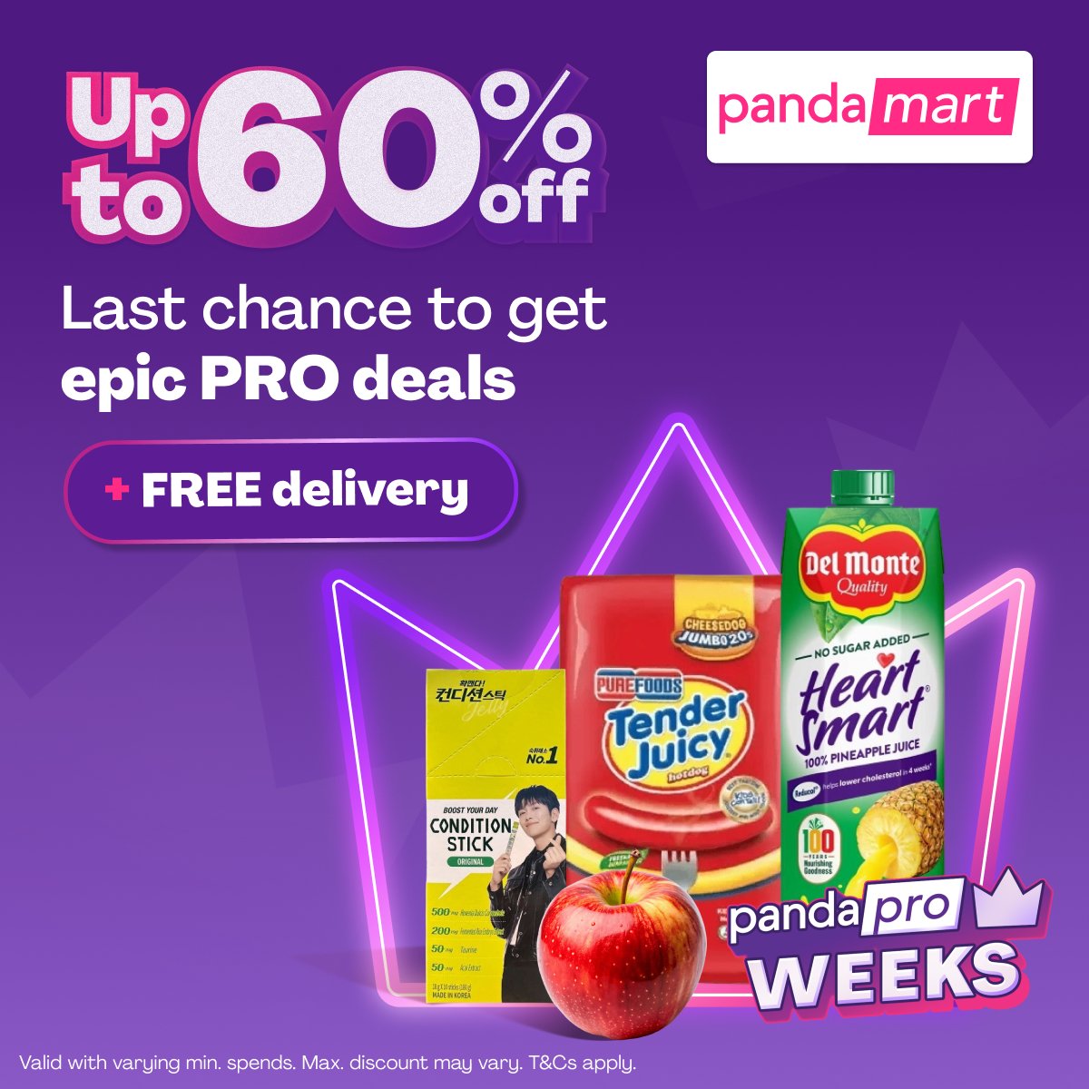 foodpandaPH's tweet photo. Stock up on all your essentials and favorite snacks with Up to 60% OFF + FREE delivery on pandamart!✨

Shop now before these deals disappear! 📲 https://t.co/ZfXPNsF6Jw