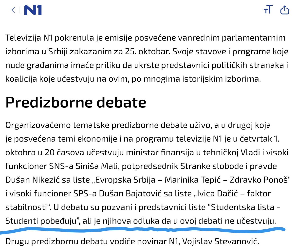 UkiPiper74's tweet photo. Tzv. Studentska lista NE SME DA DOĐE na sledeću televizijsku debatu.

Biće još 10-15 debata, RTS, N1, Prva, Informer...

Svaka debata gde odustanu im skida 0,3-0,5% potencijalnih birača. 

Ok.

Sami pali, sami se ubili. https://t.co/5xgABmjeST
