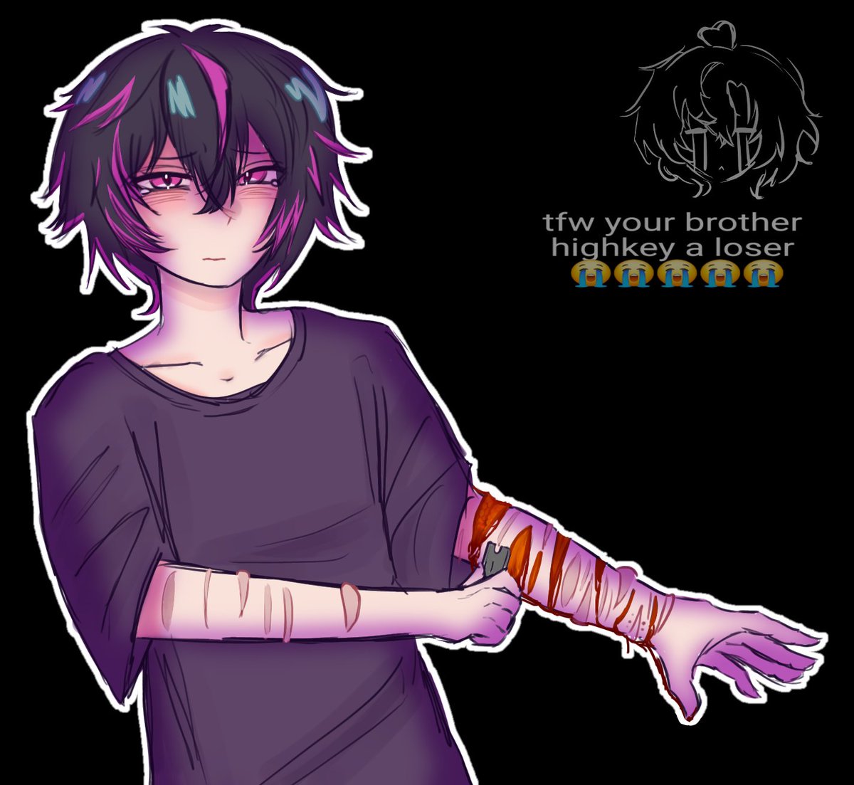 knightkurode's tweet photo. tw // lazy ass drawing i can't be bothered to muster up more motivation rn hi kurode selfharm https://t.co/8NTDRux46J