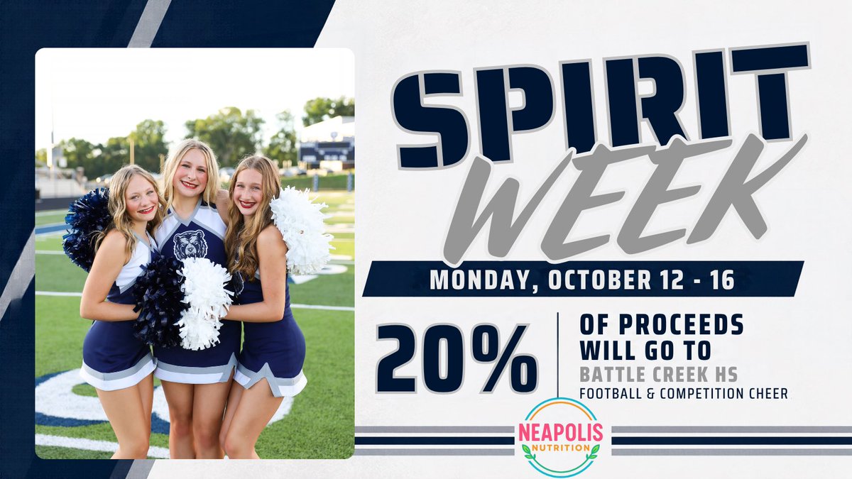 mcpsBCFballChr's tweet photo. Start gearing up for this Friday's big game TODAY! Head over to Neapolis Nutrition any day this week and mention BCHS Football/Comp Cheer when you order!

2506 Cayer Ln C, Columbia, TN 38401 https://t.co/cv7aGUz0FT