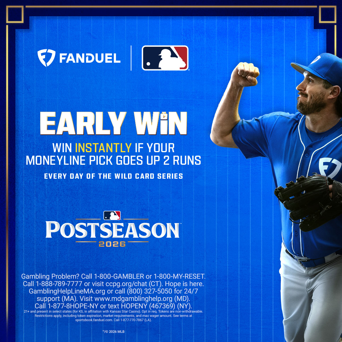 Get an Early Win every day of the Wild Card Series on @​FanDuel and win instantly if your moneyline pick goes up 2!

<https://t.co/aBZcI3tjuJ> 
 [📷](https://pb