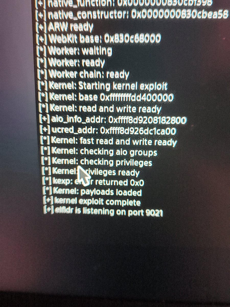 hgx2020's tweet photo. @NanospeedGamer @NanospeedGamer Hola nano seguí tu tutorial pero el exploit solo me carga hasta (elfldr is listening on port 9021), no me sale la opción para darle r2 https://t.co/2YWTXX5TBG