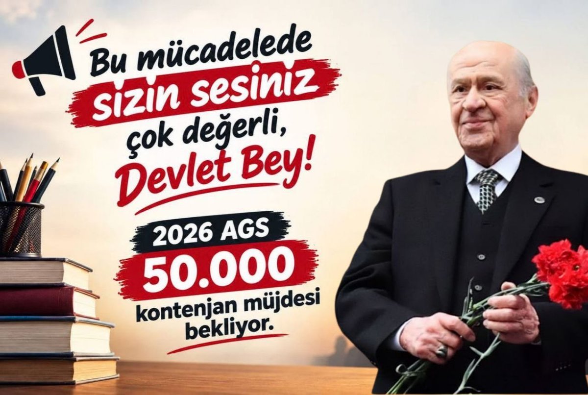 AysegulOzipek1's tweet photo. Al bayrağın gölgesinde sınıflara kavuşmak isteyen öğretmenler adına Sayın Devlet Bahçeli’nin 2026 AGS ile adil branş dağılımına sahip 50 bin kontenjan beklentimize destek olmasını temenni ediyoruz. @dbahceli @ruhiersoy @MhpTbmmGrubu @MHP_Bilgi #AGS50BinDevletBeyle https://t.co/KlYoSZgP6R