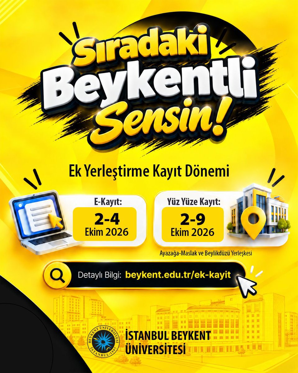 BeykentUnv's tweet photo. Beykent ailesine hoş geldin! 💛 

Yeni dönemde seni aramızda görmek için sabırsızlanıyoruz.✨ https://t.co/4kvvjFP43t
